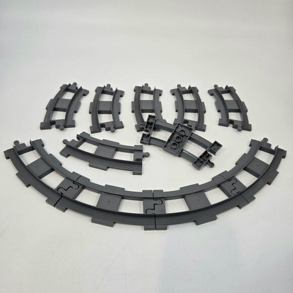 Lego Duplo Dark Gray Train Tracks Curved Short Lot of 11 Pieces #6378 6" - Picture 1 of 4